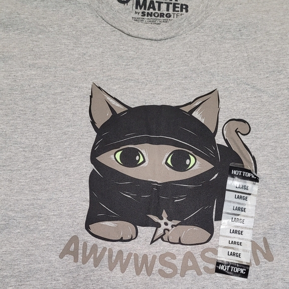 NWT Black Matter Awwsassin Cat Tee in Gray - Picture 4 of 5